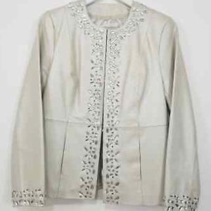 Rhinestone Embellished Leather Jacket